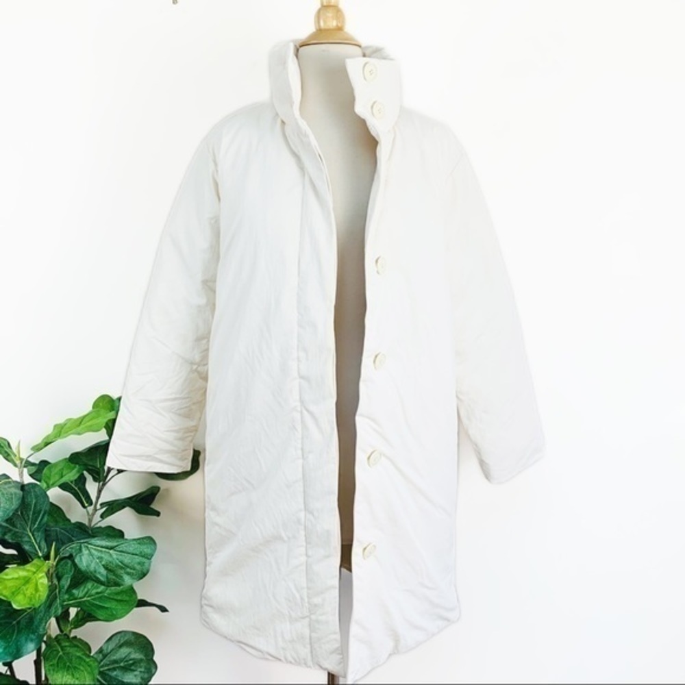 💋 Madewell Buffy puffer jacket white Ivory coat. Size S - Picture 11 of 12